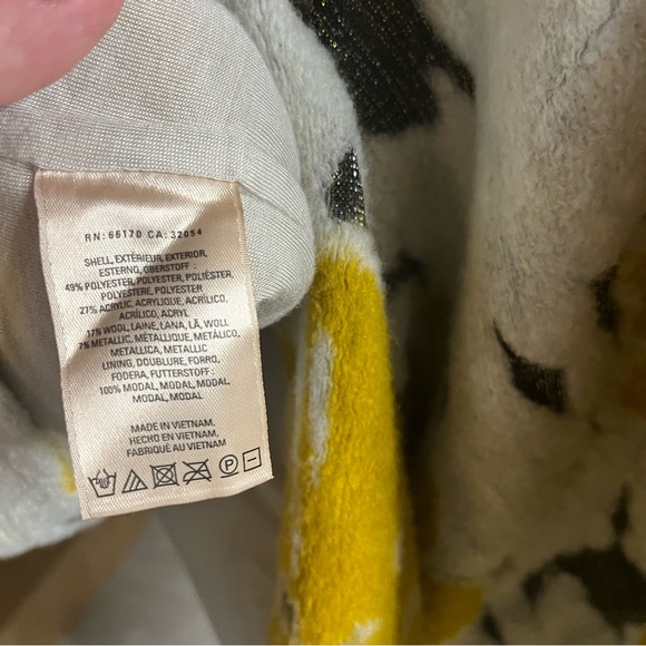 Anthropologie Saturday Sunday yellow floral bohemian poncho turtleneck sweater - Picture 7 of 10